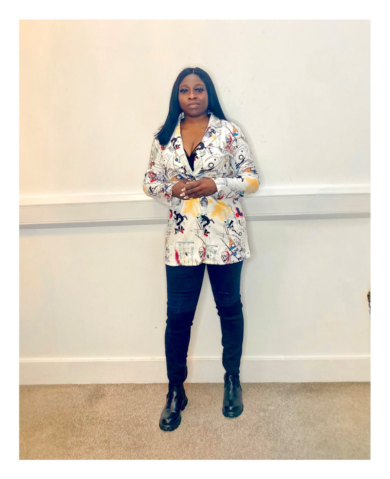 Abstract print blazer