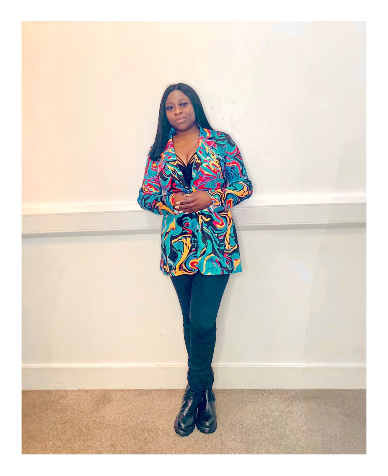 Abstract print blazer