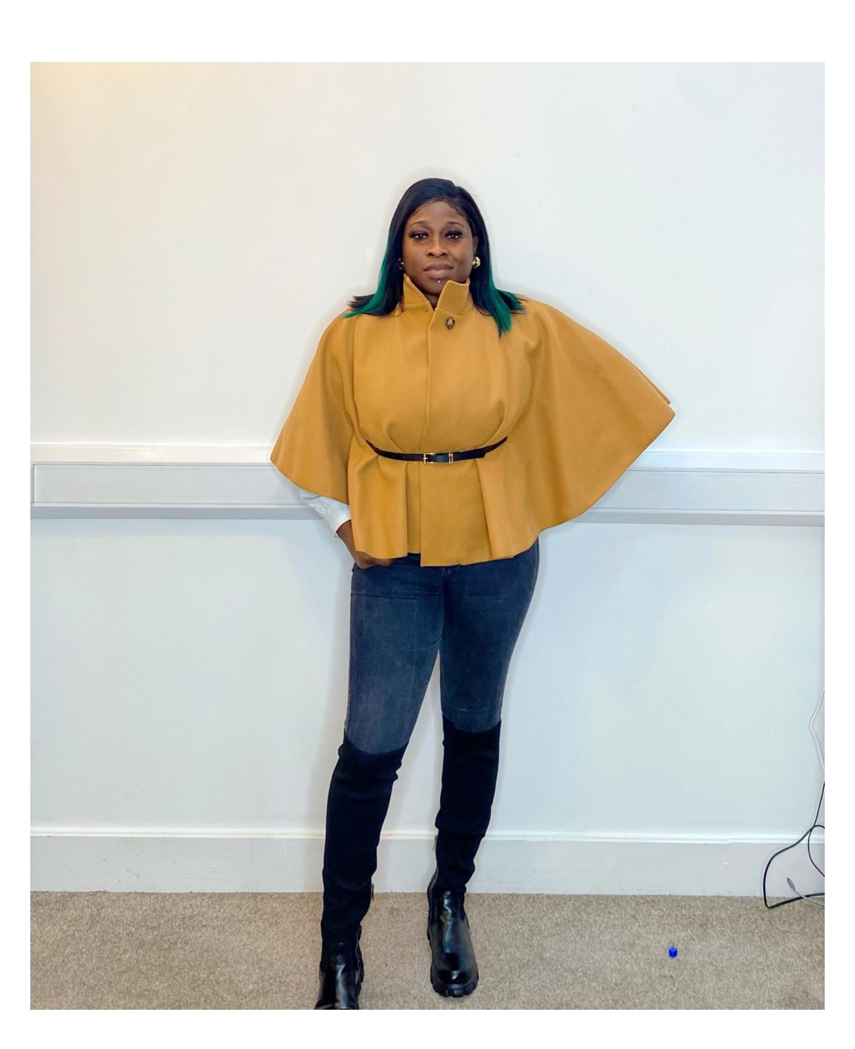 Belted cape jacket