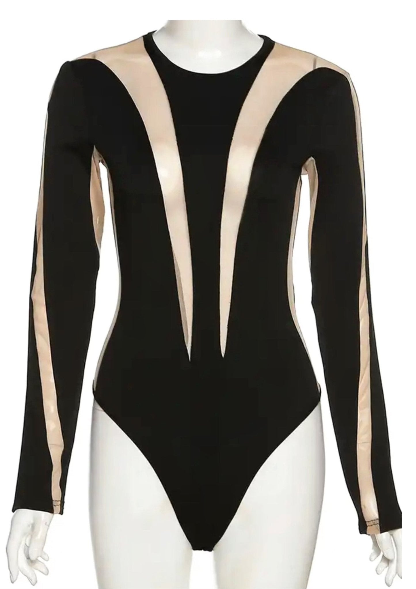 Black Bodycon Mesh Bodysuit