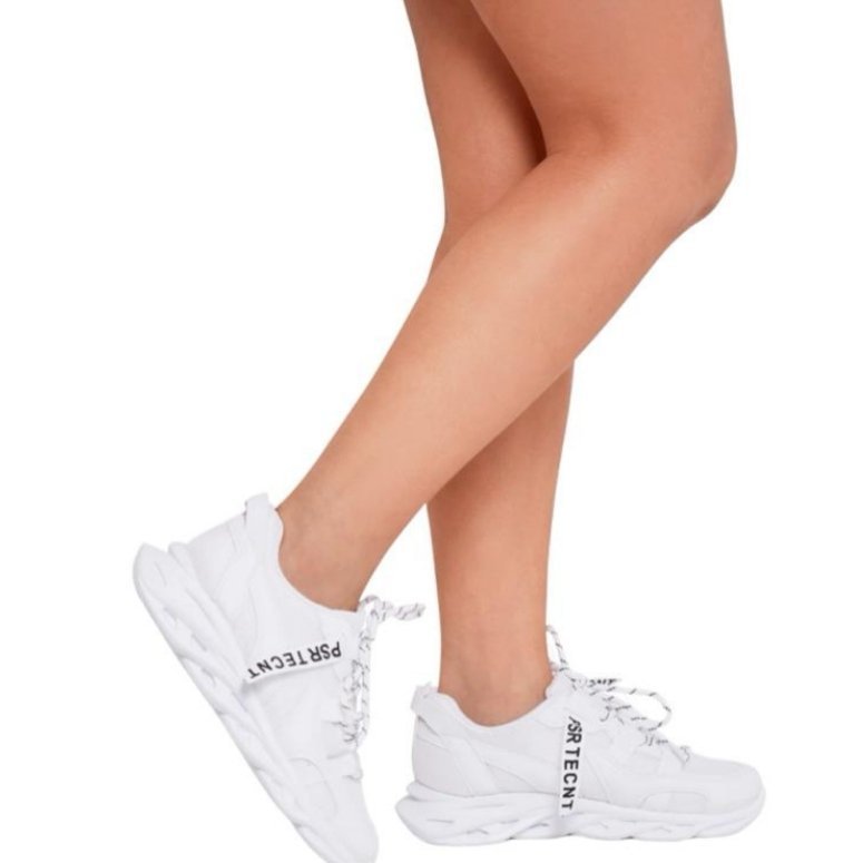 Black Chunky Sole Trainer With Lace Up front