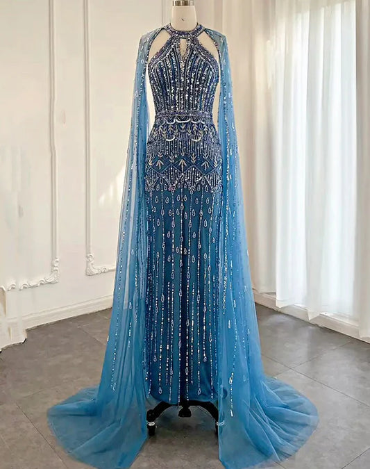 Cape drop sleeves party dress