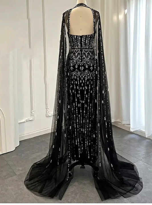 Cape drop sleeves party dress