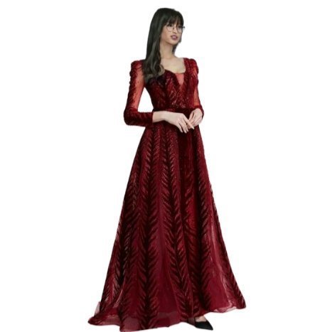 Customized Mermaid v-neck crystals maxi dress