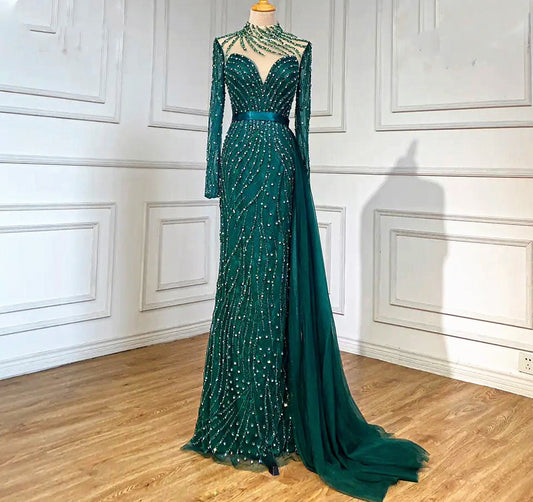 Luxury Evening Beaded Mermaid Dress