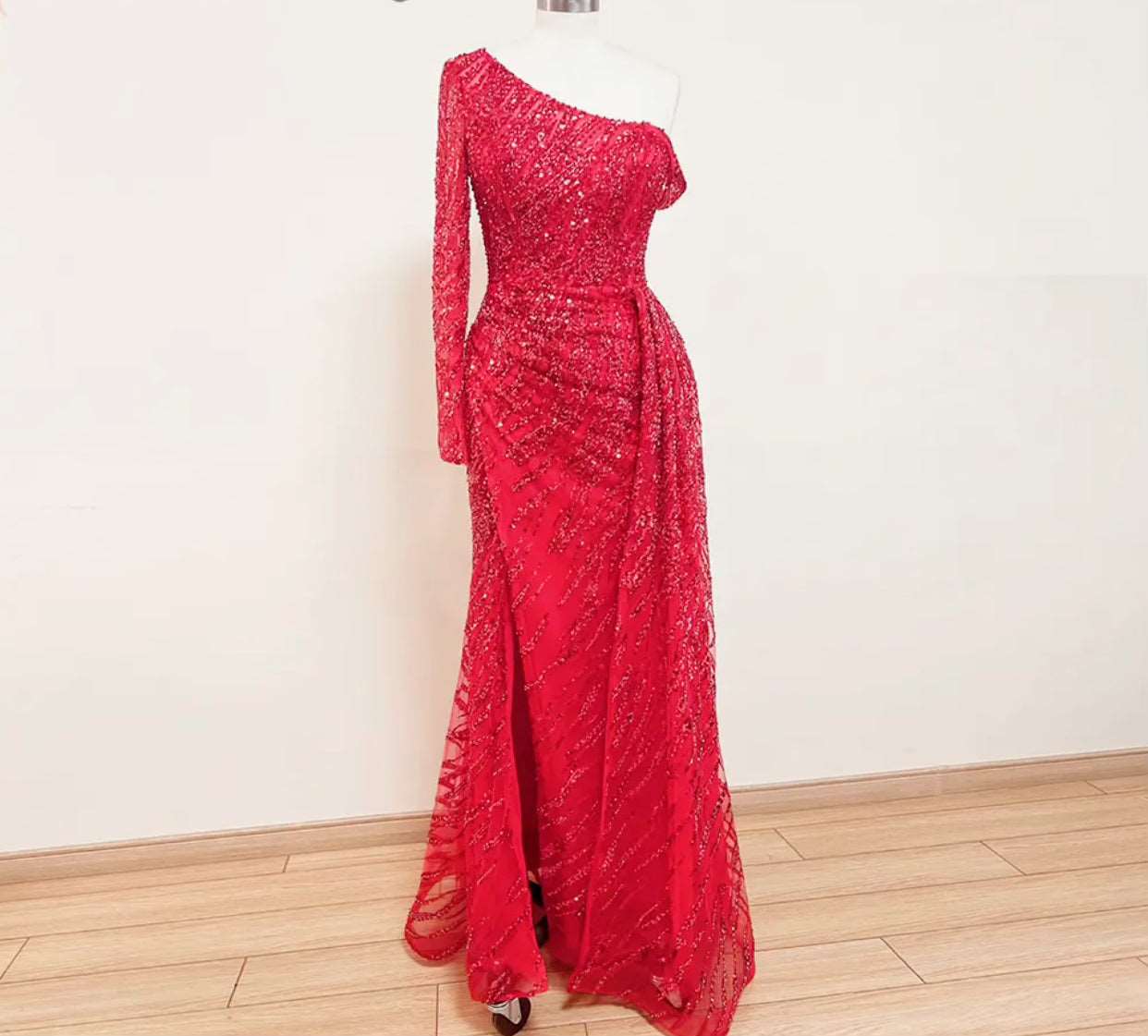 One Shoulder inbuilt bra party dress