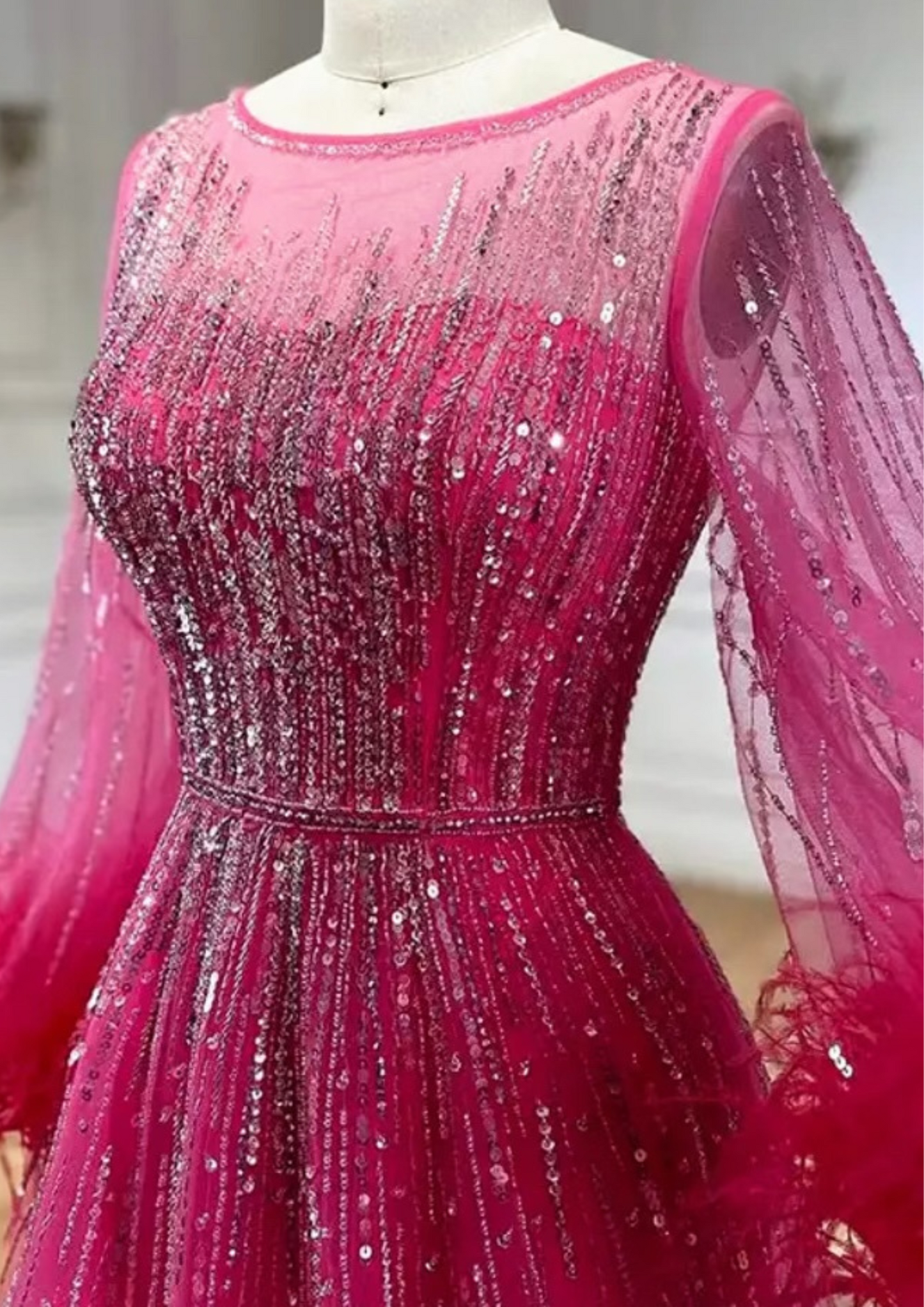 Pink Embellished Evening Dress