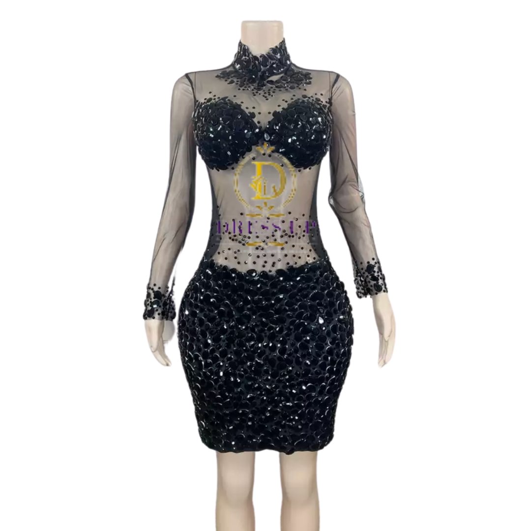 Rhinestone Mesh Dress