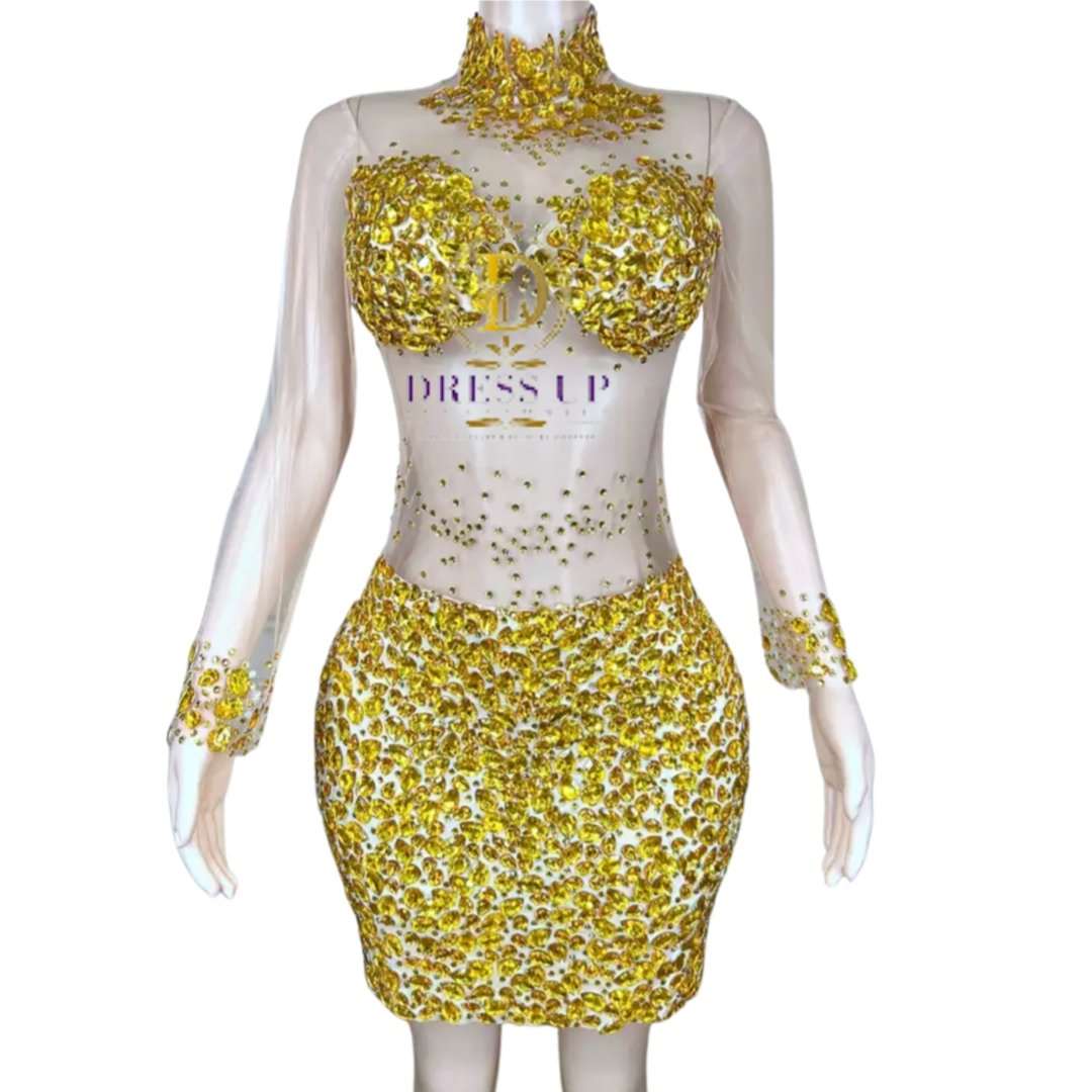 Rhinestone Mesh Dress