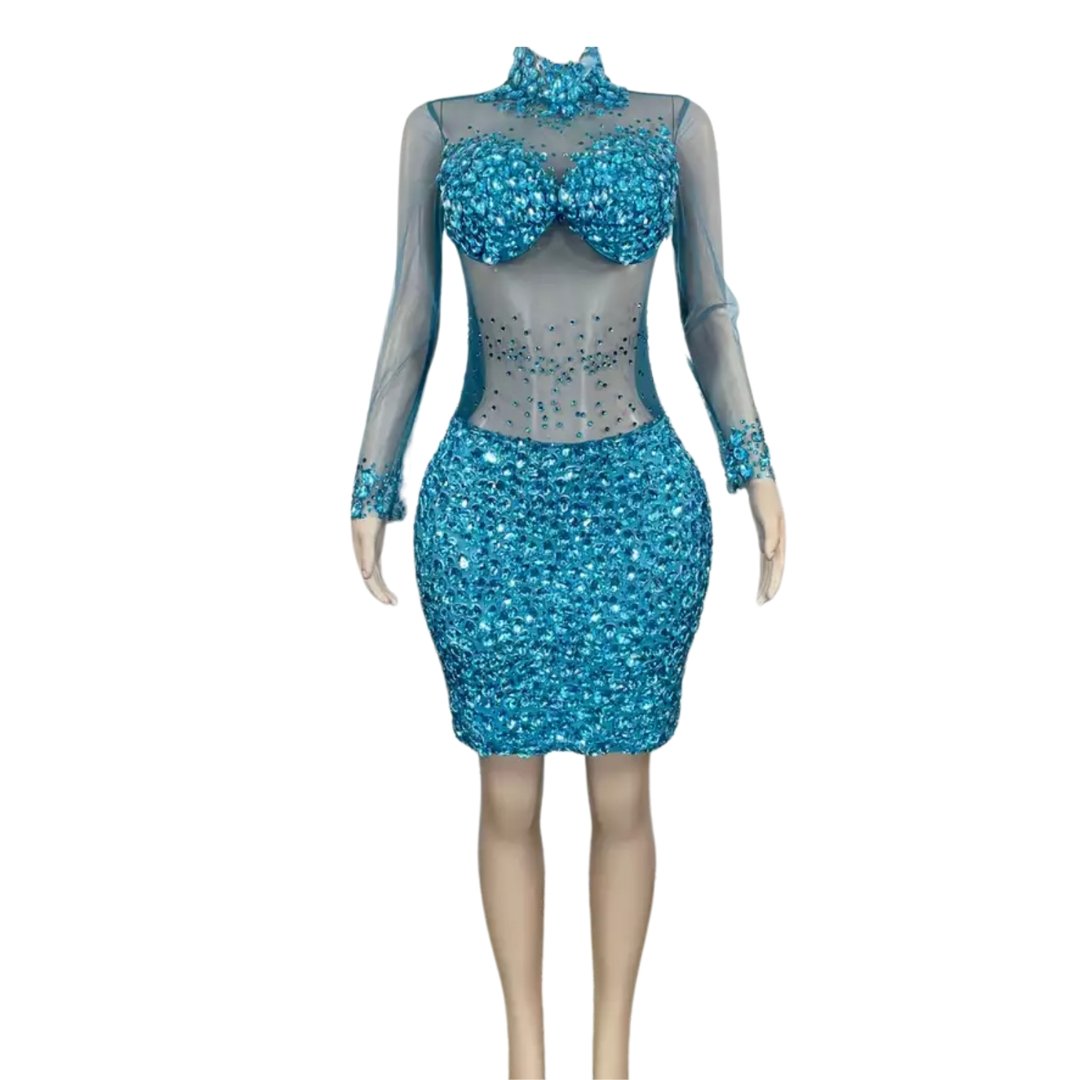 Rhinestone Mesh Dress