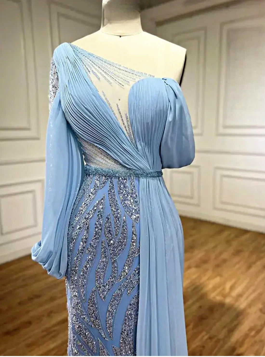 Shoulder Drop Embellish Dress