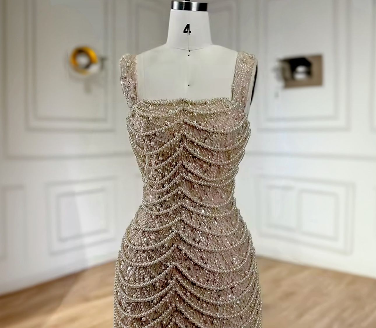 Pearl drop Beaded sleeveless party dress