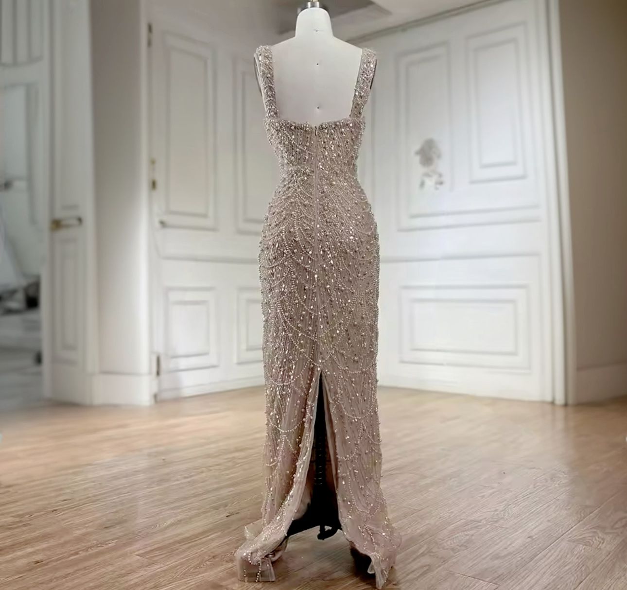 Pearl drop Beaded sleeveless party dress