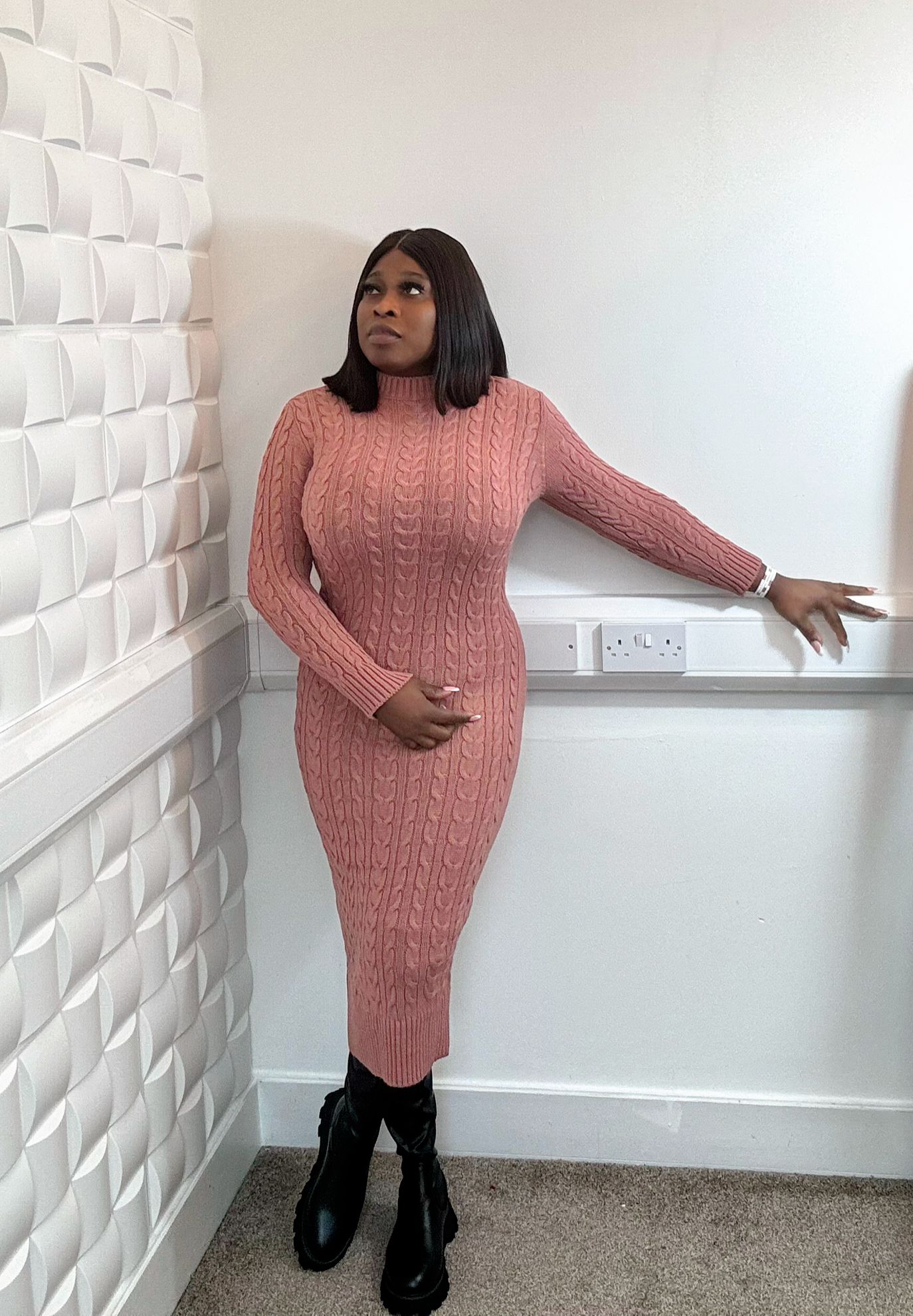 Round Neck Sweater Dress