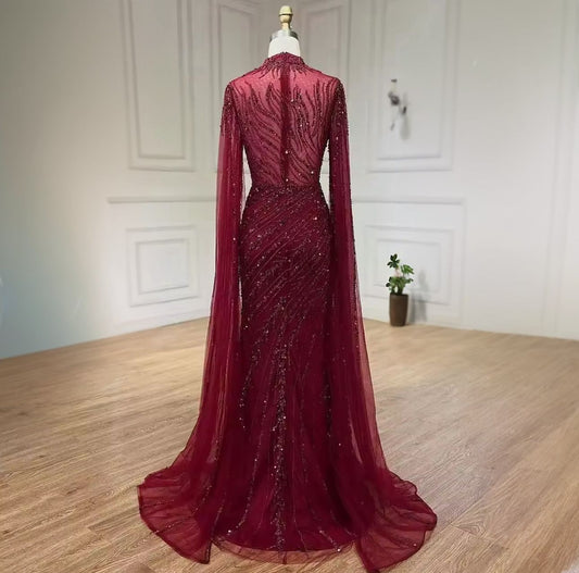 Mermaid full beaded drop sleeve dress