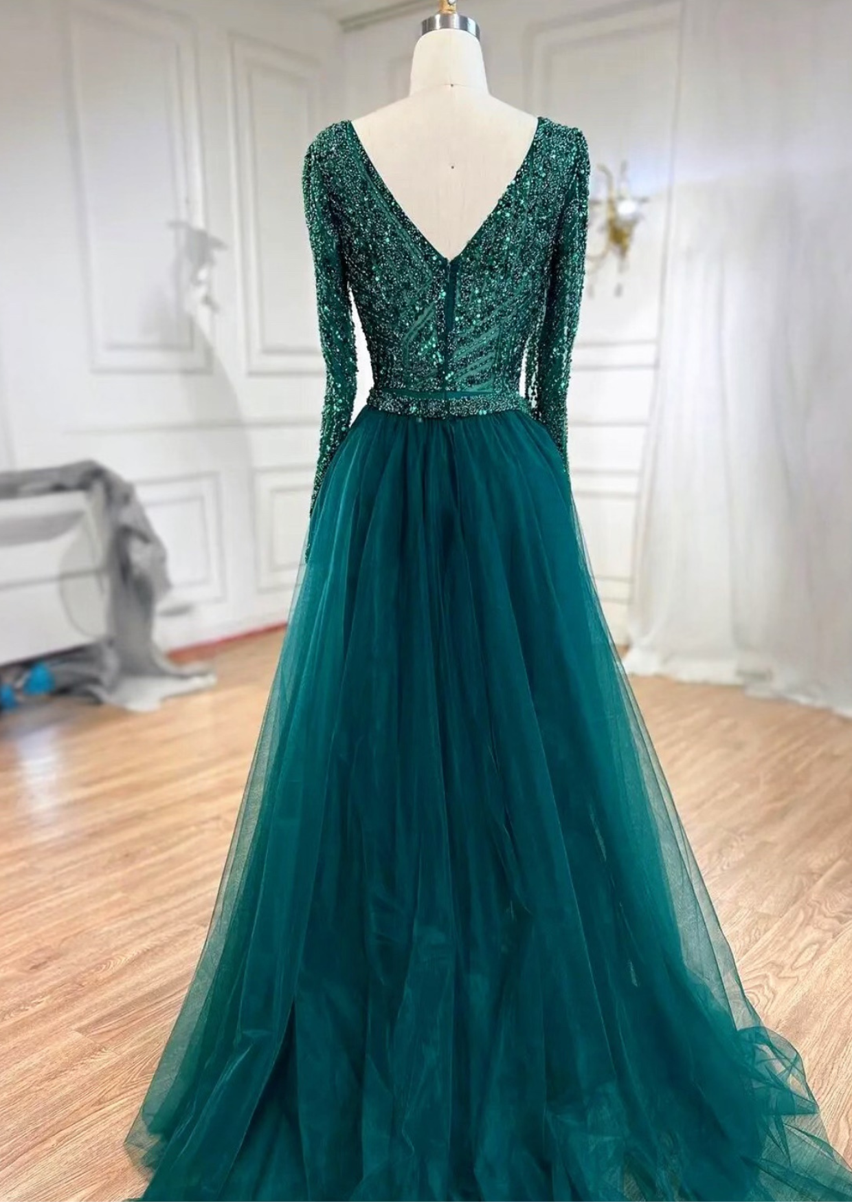 Women's Emerald Shiny Bright Evening Dress