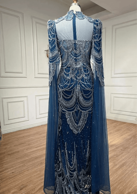 Blue Elegant Embellished Occasional Dress - dressupaccessories