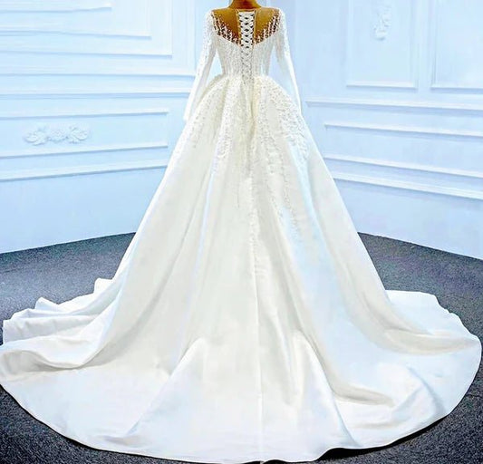 Full beaded upper wedding dress - dressupaccessories