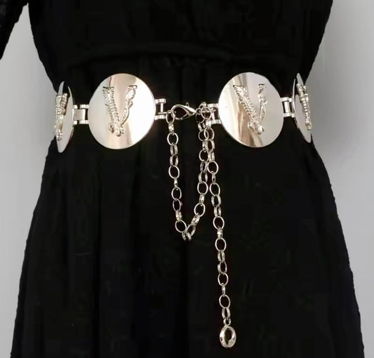 Gold/Silver Beaded One Size Waistbelt - dressupaccessories