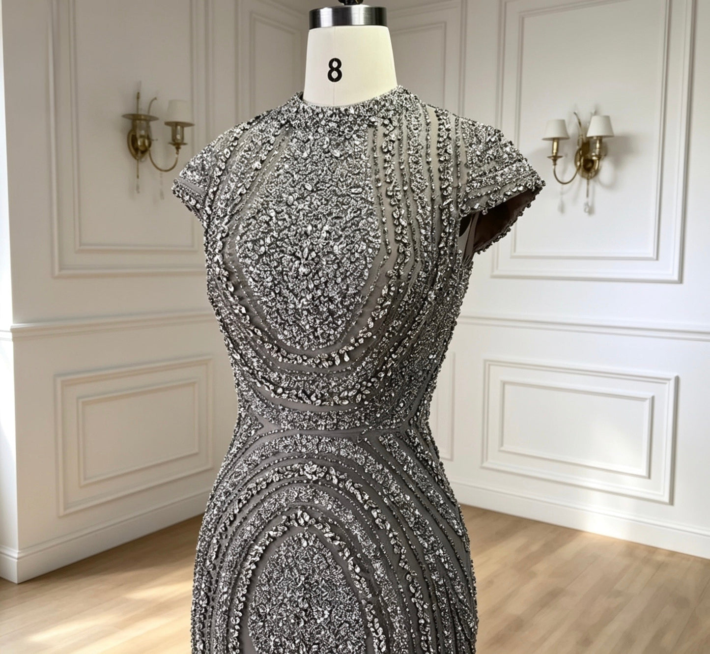 Gray Nude Occasional Mermaid Dress - dressupaccessories