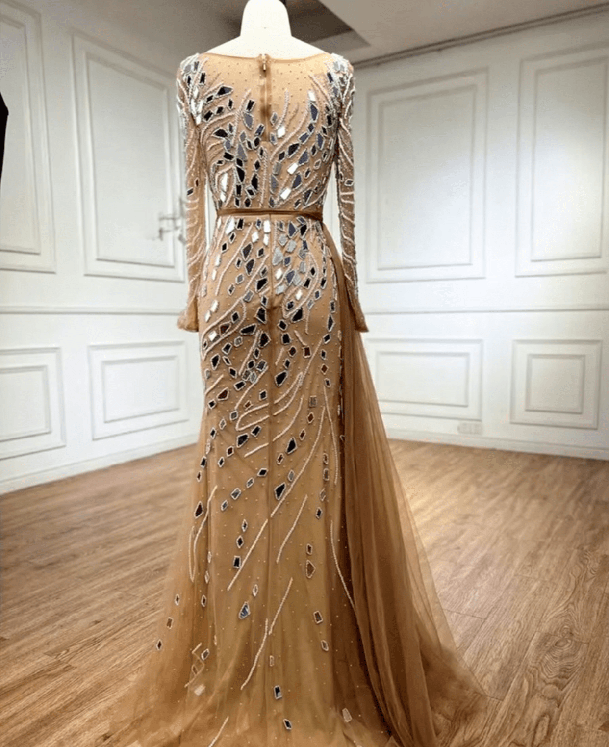 Nude Beaded Stone Designed Dress - dressupaccessories