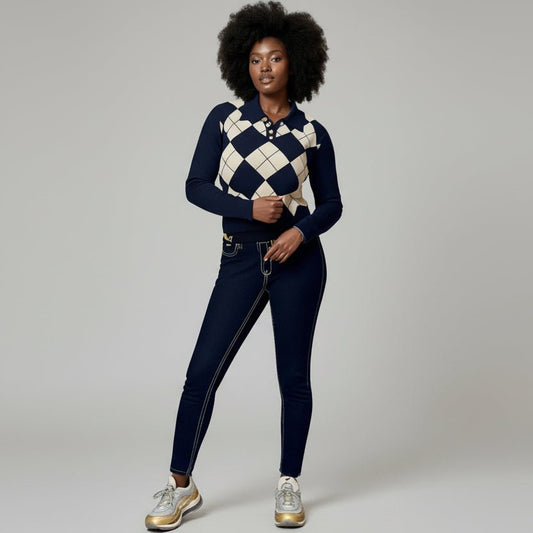 Polo Jumper with Classic Check Pattern - dressupaccessories