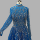 Blue Beaded luxury party dress