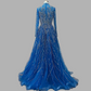 Blue Beaded luxury party dress