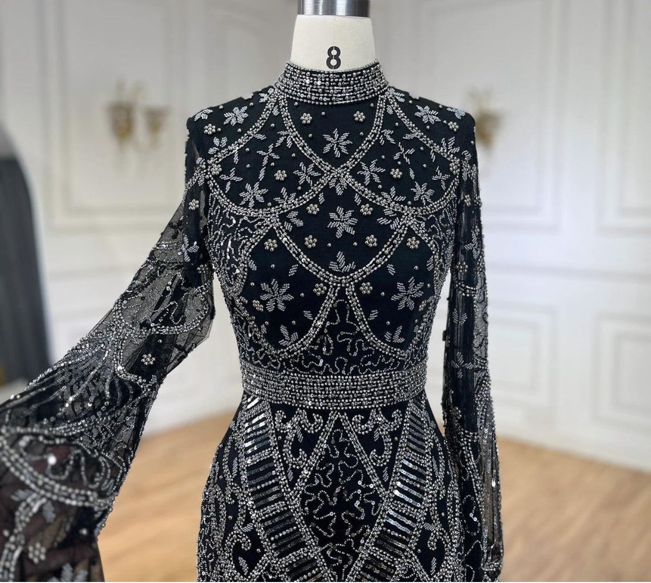 Flare Sleeve Sequin-Embellished Fashion Dress