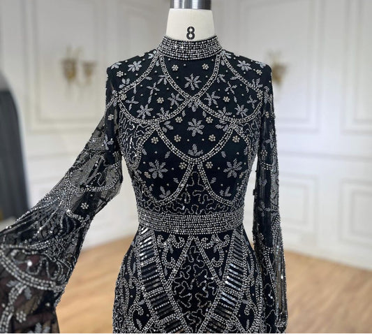 Flare Sleeve Sequin-Embellished Fashion Dress