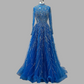 Blue Beaded luxury party dress