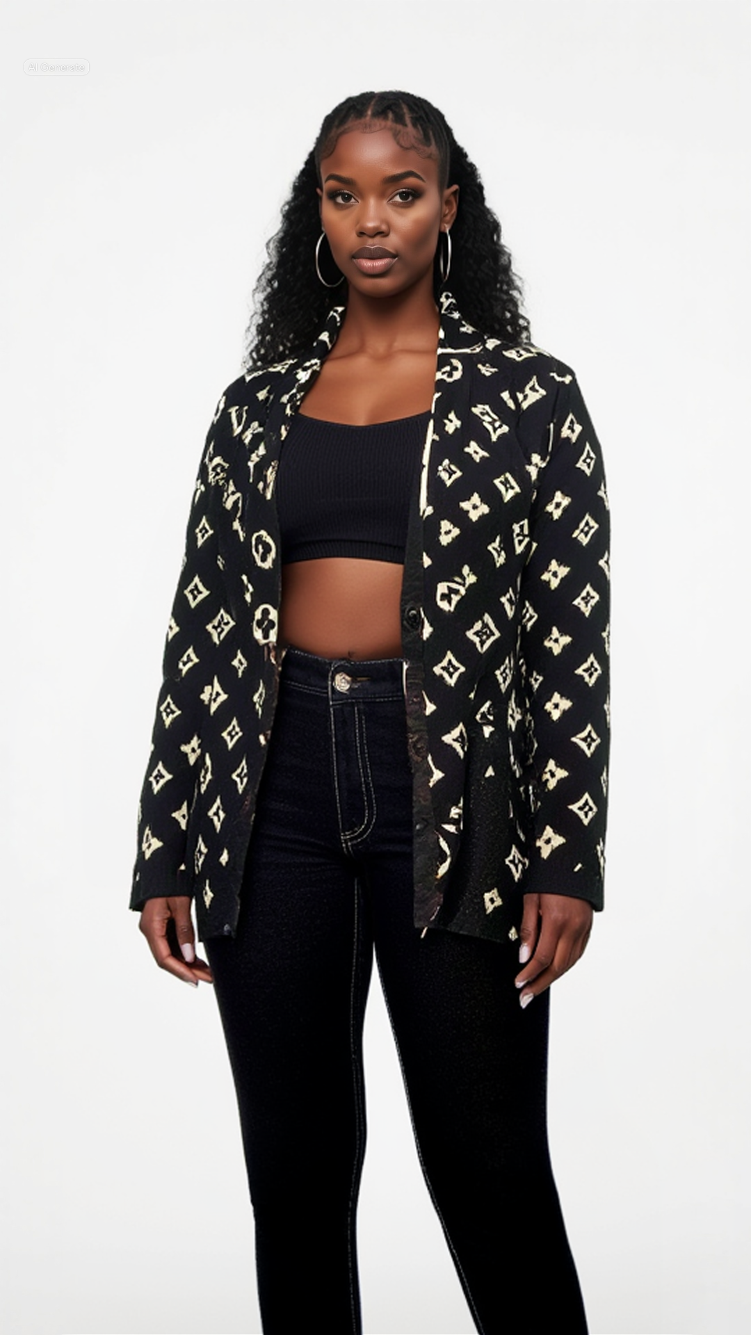 Elegantly knitted blazer with artistic shape and letter prints