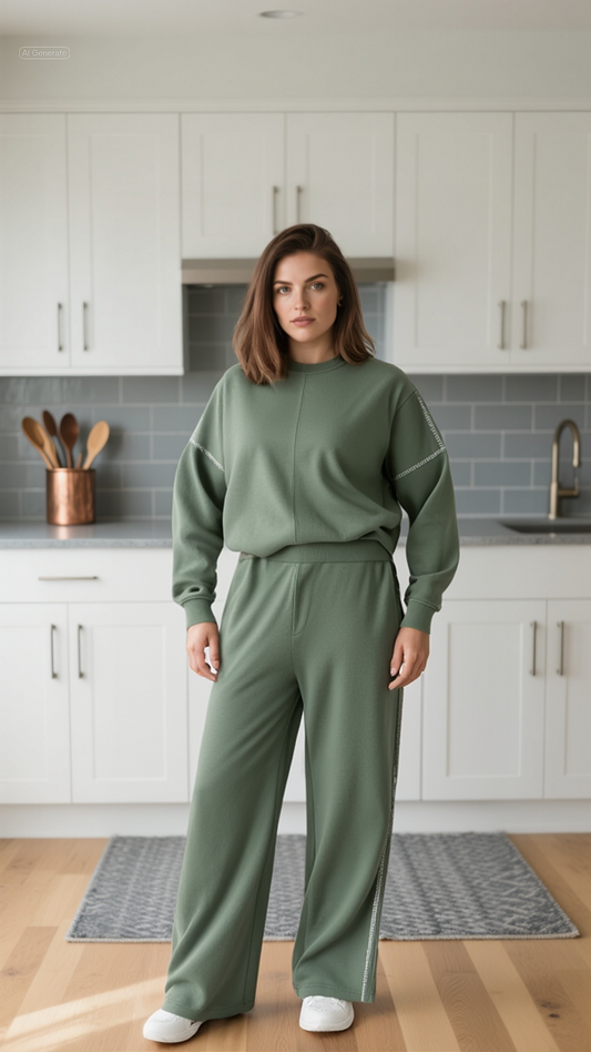 Tracksuit with side-sleeve diamond embellishments