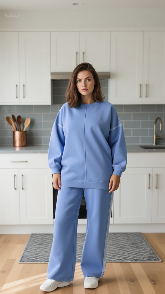 Tracksuit with side-sleeve diamond embellishments