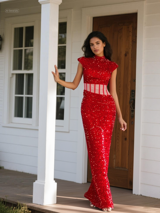 Sequin cocktail dress with a corset design