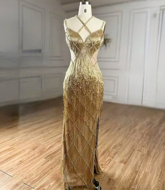 Luxury Beaded Mermaid Evening Gown