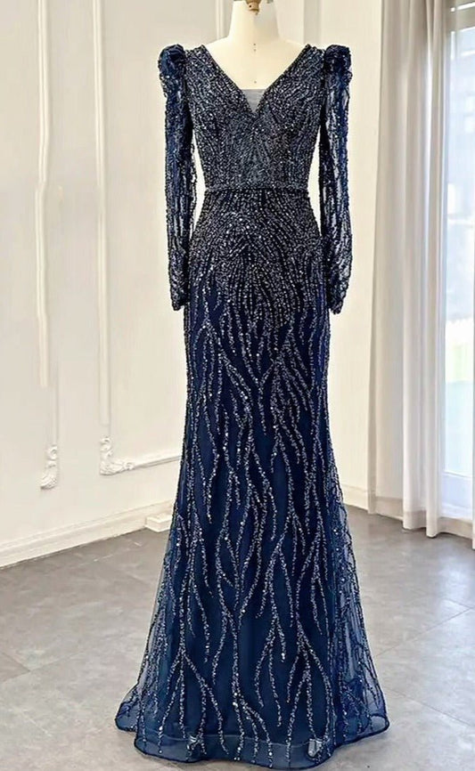 Beaded Navy embellished dress - dressupaccessoriesP1291S