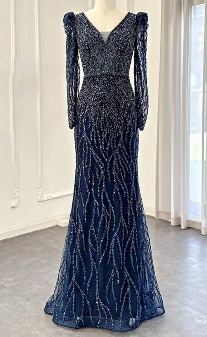 Beaded Navy embellished dress - dressupaccessoriesP1291S