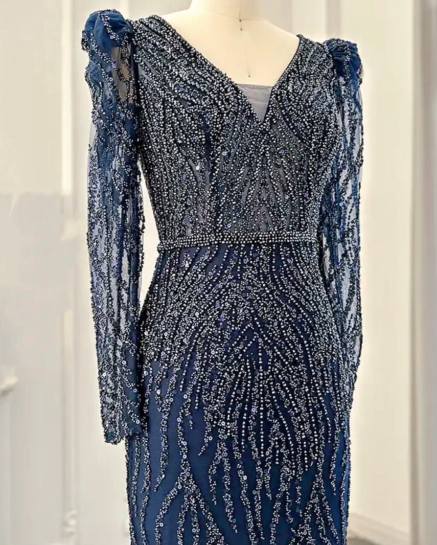 Beaded Navy embellished dress - dressupaccessoriesP1291S