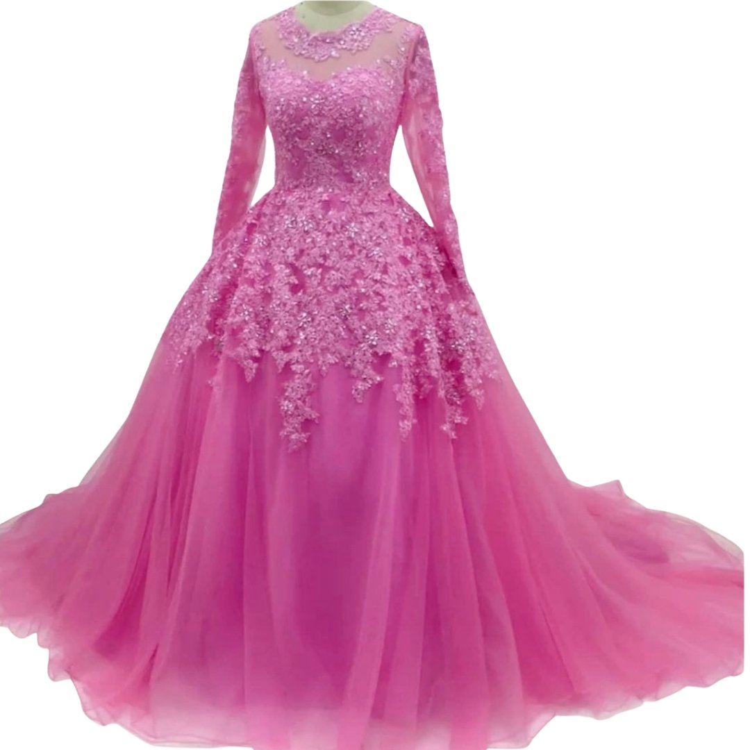 Beading Appliques Ball Gown Lace Dress - dressupaccessoriesP1062S