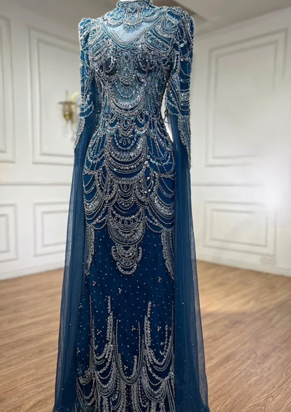 Blue Elegant Embellished Occasional Dress
