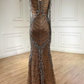 Sparkly Rhinestone Nude Long Occasional Dress