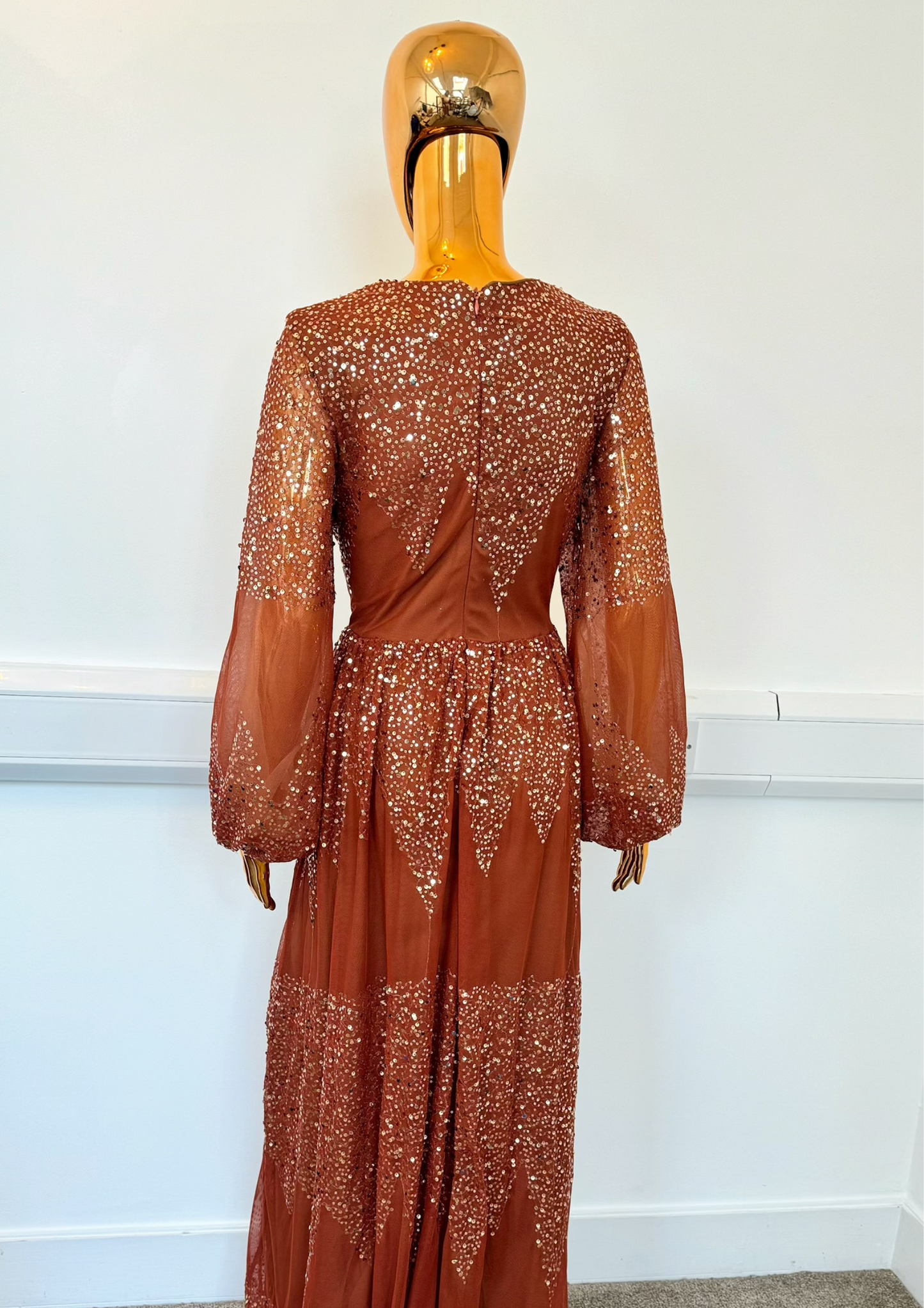 Hollow Bridesmaid Long Sleeve Evening Dress