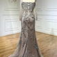Silver Embellished Evening Dress