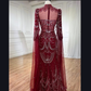 Full Front and Back full beaded drop sleeve dress