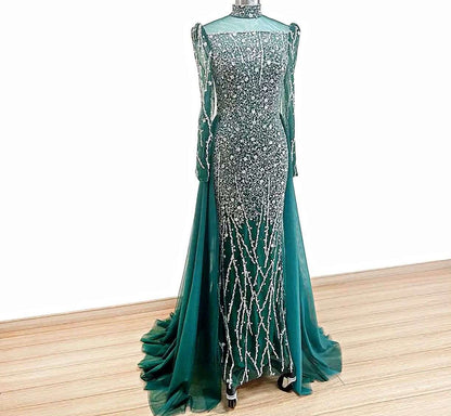 High-neck Rhinestones Back drop party dress - dressupaccessoriesP1244S