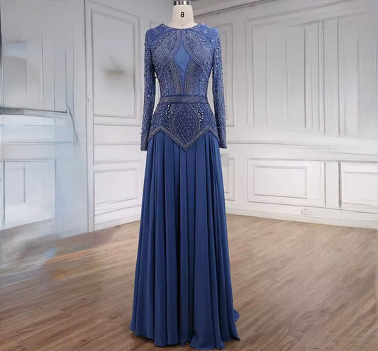 Imperial Blue Beaded Gown