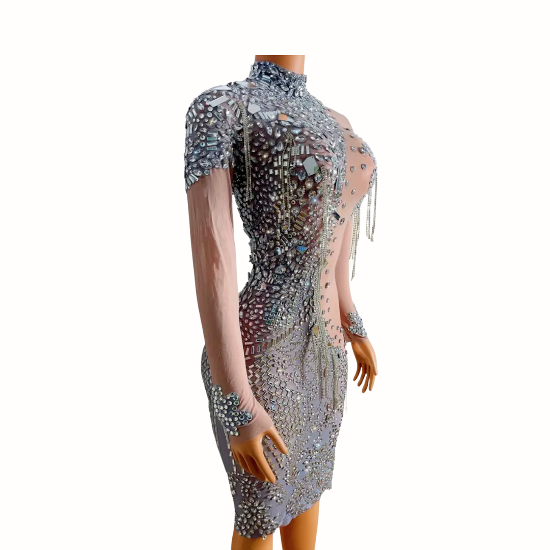 Mirror Silver Rhinestone Dress dressupaccessories