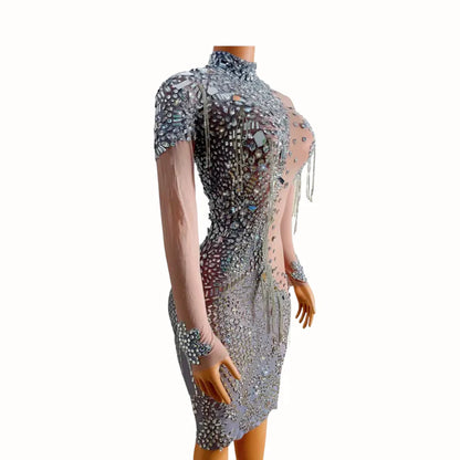 Mirror Silver Rhinestone Dress