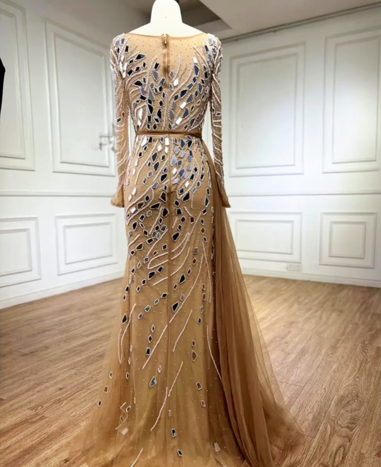 Nude Beaded Stone Designed Dress dressupaccessories